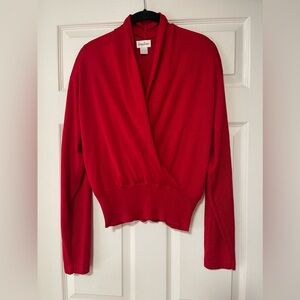 Neiman Marcus Women’s Faux Wrap Red Sweater 100% Silk Size L